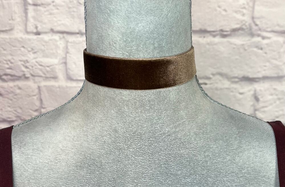 Handmade Classic Mink Brown Velvet 1" Choker Necklace